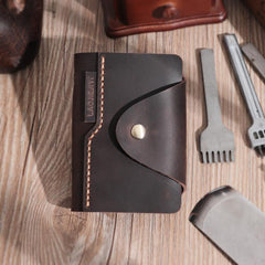 Handmade Blue Leather Mens Card Holders Wallet Personalized Card Wallets for Men