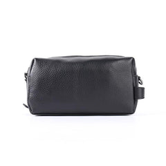 Handmade Black Leather Mens Clutch Cool Hand Bag Zipper Clutch Wristlet Clutch for Men