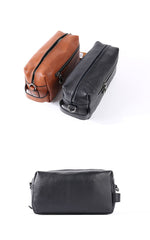 Handmade Black Leather Mens Clutch Cool Hand Bag Zipper Clutch Wristlet Clutch for Men