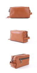 Handmade Black Leather Mens Clutch Cool Hand Bag Zipper Clutch Wristlet Clutch for Men