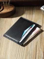 Handmade Coffee Leather Mens Front Pocket Wallets Personalized Slim Card Wallets for Men