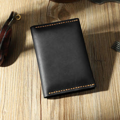 Handmade Blue Leather Mens Small Card Holders Wallet Personalized Bifold Card Wallets for Men