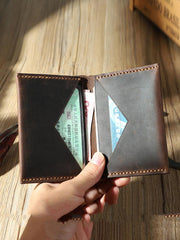Handmade Blue Leather Mens Small Card Holders Wallet Personalized Bifold Card Wallets for Men