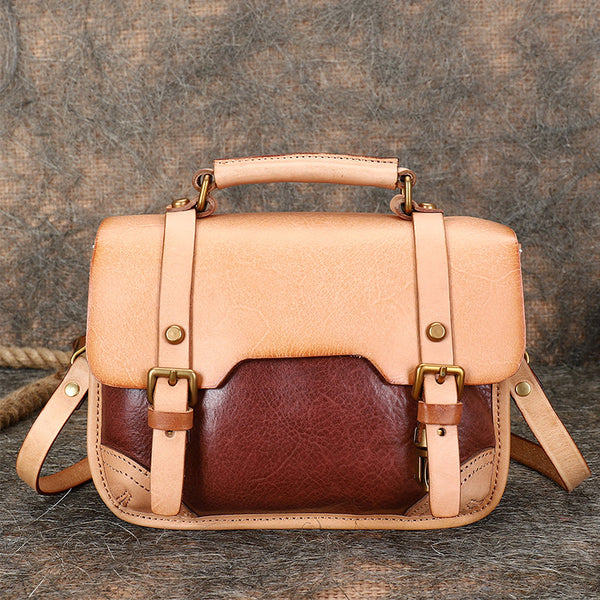 Handmade Green Leather Womens Satchel Shoulder Bag - Card Slots Detail