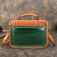 Handmade Beige Leather Womens Satchel Shoulder Bag Small School Handbag Crossbody Purses for Ladies