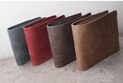 Handmade Khaki Leather Mens Bifold Billfold Wallets Slim Khaki Small Wallet for Men