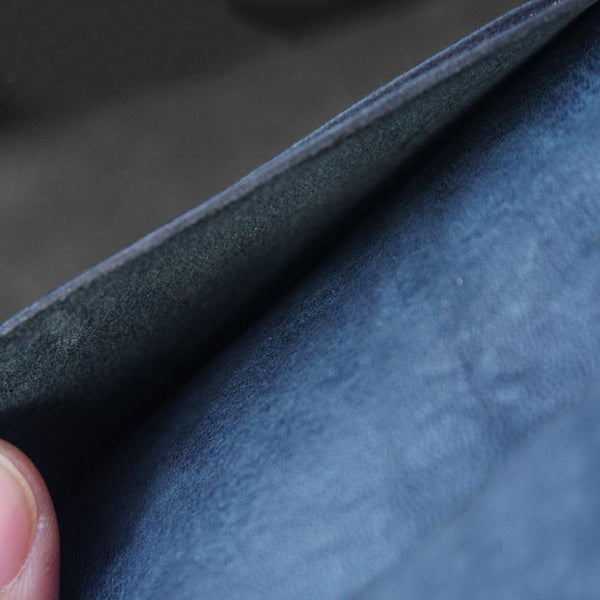 Handmade Blue Leather Mens Slim Card Holders Wallets Slim Bifold Card Wallet for GJ00481037