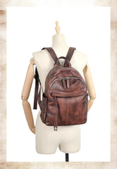 Handmade Green Leather Backpacks Womens Best School Rucksack Ladies Leather Backpack Purses