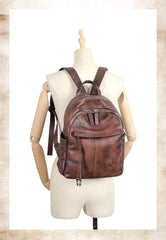 Handmade Brown Leather Backpack Womens Best School Rucksack Ladies Leather Backpack Purses