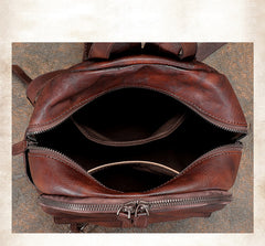 Handmade Brown Leather Backpack Womens Best School Rucksack Ladies Leather Backpack Purses