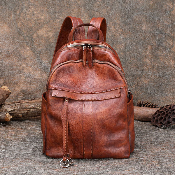 Handmade Black Gray Leather Backpack Womens Best - Chain Detail
