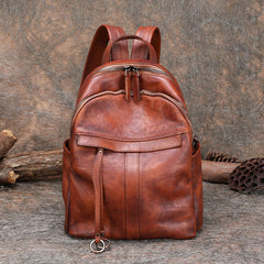 Handmade Brown Leather Backpack Womens Best School Rucksack Ladies Leather Backpack Purses