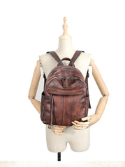Handmade Brown Leather Backpack Womens Best School Rucksack Ladies Leather Backpack Purses