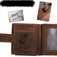 Handmade Brown Leather Men Trifold Billfold Wallet With Coin Pocket Small Wallet for Men