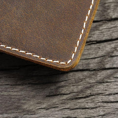 Handmade Brown Leather Mens Billfold Wallet Slim Brown Bifold Small Wallet for Men