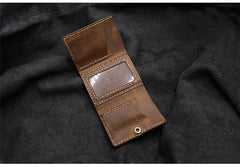 Handmade Brown Leather Mens Trifold Billfold Wallet With Front Pocket Wallet for Men
