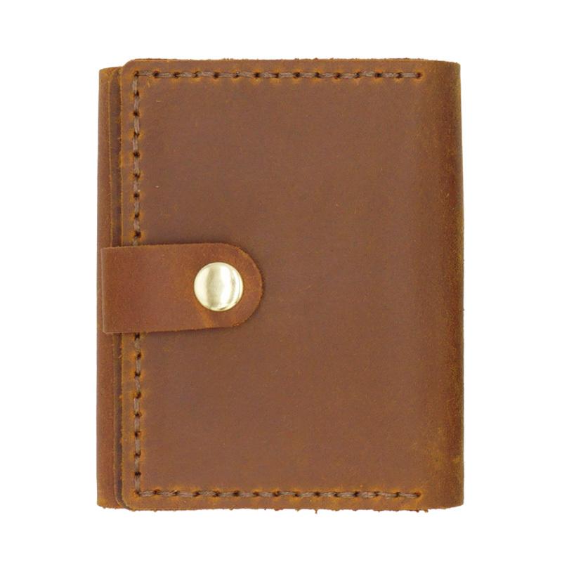 Handmade Leather Mens Trifold Billfold Wallets With License Slot Brown Small Wallet for Men