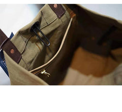 Handmade Canvas Leather Cool Mens Tote Bag Canvas Handbag Canvas Tote Canvas Messenger Bag for Men Women