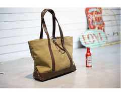 Handmade Canvas Leather Cool Mens Tote Bag Canvas Handbag Canvas Tote Canvas Messenger Bag for Men Women