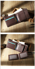 Handmade Coffee Leather Bifold Billfold Wallets Personalized Mens Bifold Wallet for Men