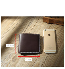 Handmade Coffee Leather Billfold Wallet Personalized Mens Contrast Color Wallets for Men