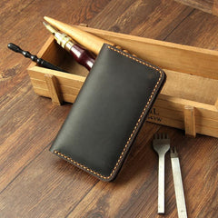 Handmade Blue Leather Mens Card Holders Wallet Personalized Bifold Card Wallets for Men