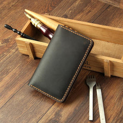 Handmade Coffee Leather Mens Card Holders Wallet Personalized Bifold Card Wallets for Men