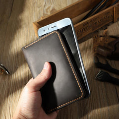Handmade Blue Leather Mens Card Holders Wallet Personalized Bifold Card Wallets for Men