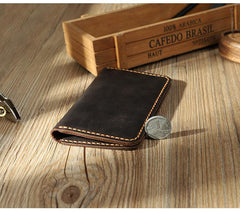 Handmade Blue Leather Mens Card Holders Wallet Personalized Bifold Card Wallets for Men