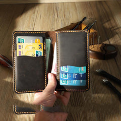 Handmade Blue Leather Mens Card Holders Wallet Personalized Bifold Card Wallets for Men