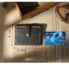 Handmade Coffee Leather Mens Slim Front Pocket Wallet Personalized Slim Card Wallets for Men