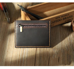 Handmade Black Leather Mens Slim Front Pocket Wallet Personalized Slim Card Wallets for Men