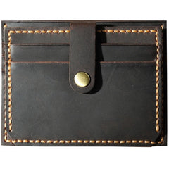 Handmade Blue Leather Mens Slim Front Pocket Wallet Personalized Slim Card Wallets for Men