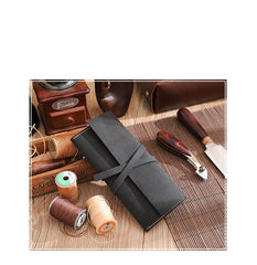Handmade Coffee Leather Womens Long Wallets Personalized Wrap Tie Checkbook Wallet for Men