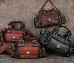 Handmade Coffee Leather Womens Vintage Handbag Best - Stitching Detail