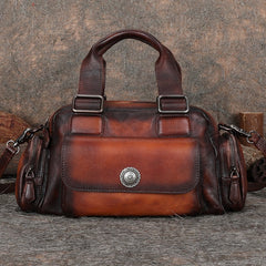 Handmade Red Leather Womens Vintage Handbag Best Shoulder Bag Vintage Crossbody Purses for Ladies