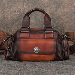 Handmade Coffee Leather Womens Vintage Handbag Best - Closure Detail