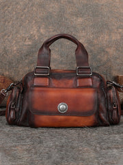 Handmade Coffee Leather Womens Vintage Handbag Best - Size Detail