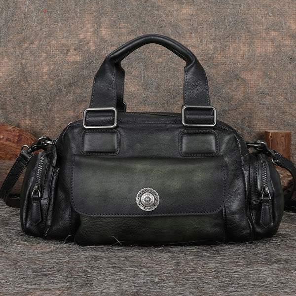 Handmade Coffee Leather Womens Vintage Handbag Best - Chain Detail