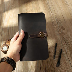 Handmade Mens Clutch Travel Wallets Personalized Coffee Leather Passport Wallets for Men