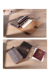 Handmade Mens Clutch Travel Wallets Personalized Coffee Leather Passport Wallets for Men