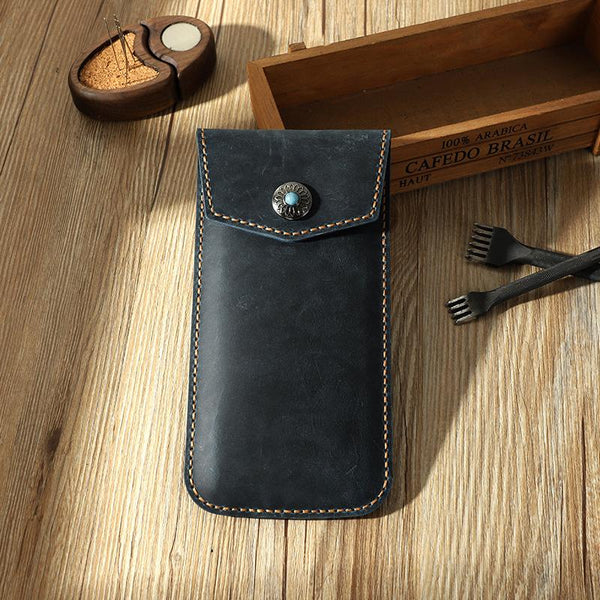 Handmade Blue Pen Case Pen Holder Personalized Pen Pouch Artist Pen Case for Men