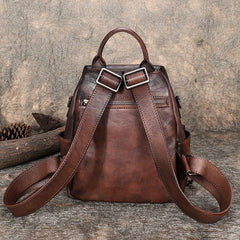 Handmade Convertible Leather Backpacks Womens Best Black Gray Leather Shoulder Purse School Rucksack