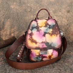 Handmade Convertible Leather Backpacks Womens Best Black Gray Leather Shoulder Purse School Rucksack