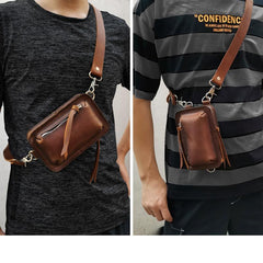 Handmade Brown LEATHER MEN Belt Pouch Waist BAG MIni Green Side Bag Belt Bag FOR MEN