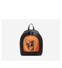 Handmade Ladies Black Leather Small Backpack Pray Girl Tooled Womens Leather Rucksack