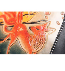 Handmade Ladies Black Leather Small Backpack Pray Girl Tooled Womens Leather Rucksack