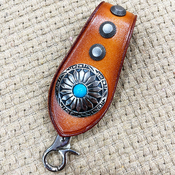 Handmade Brown Leather Belt Loop for Biker - Back View