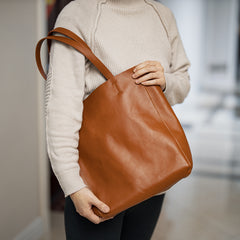 Handmade Leather Handbag Tote Bag Shopper Bags Shoulder Bags Purse For Women