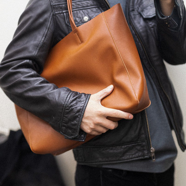Handmade Leather Handbag Tote Bag Shopper Bags Shoulder Bags Purse For Women